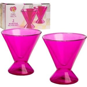New Paris Hilton 2-Piece Martini Glass Set